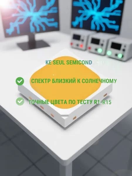 Светодиод с высокой цветовой передачей SunLike 3030 3.2-3.4V 0,25W 65-150mA 3000K CRI95 3х3мм Seul Semicindoctor