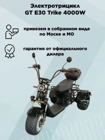 Электротрицикл CityCoCo GT Trike E30 PRO Черный, в сборе