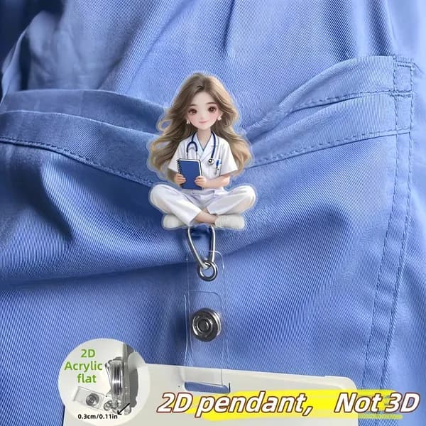 Держатель для бейджа, врачи медсестры, мультяшный принт, плоский акрил, медицинский аксессуар