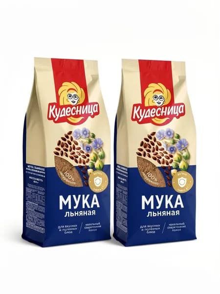 Льняная мука Кудесница, 2 шт по 400 гр.
