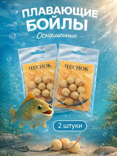 Бойлы Бойл-Мастер плавающие оснащенные 8-10 мм, Чеснок, 2 упаковки - насадка на карпа и карася, для деликатной ловли