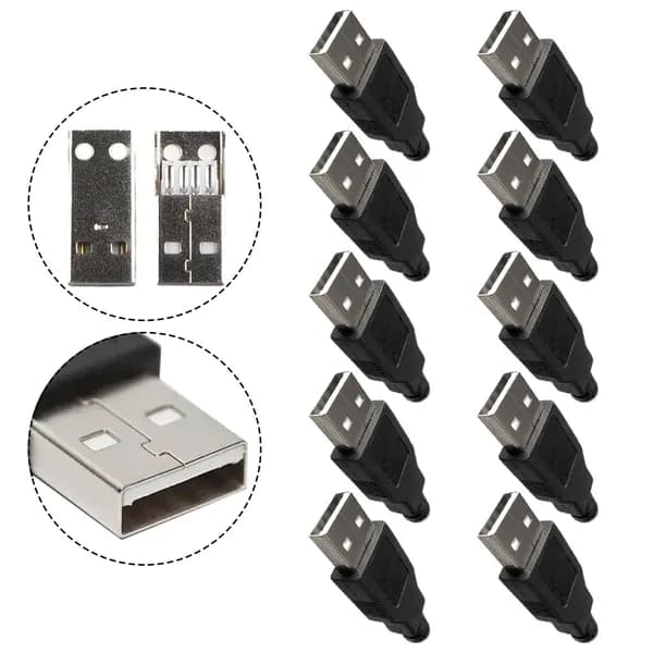 10ШТ Разъем USB 2.0 A Типа Мужской 4Pin Сварочная линия с пластиковым корпусом