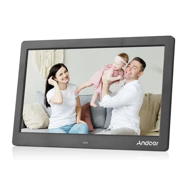 Цифровая фоторамка Andoer 10 дюймов, ЖК-экран 1024x600, MP3/MP4 плеер, часы, календарь, пульт 2.4G