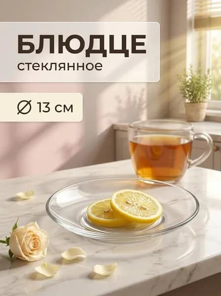 Блюдце чайное стеклянное 13 см