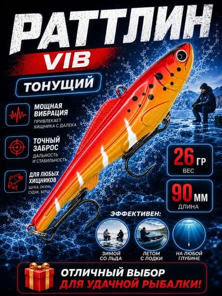 Раттлин воблер для рыбалки на щуку, судака