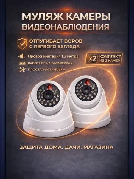 Муляж камеры видеонаблюдения (комплект 2 шт)