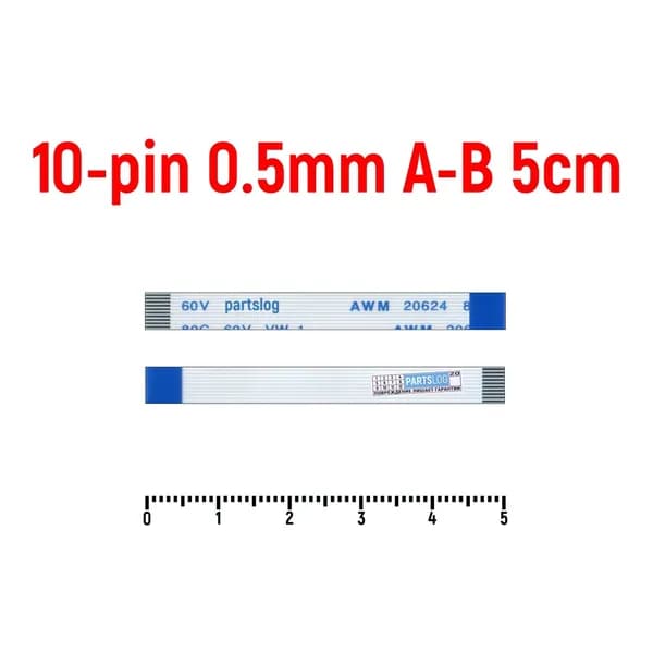 Шлейф FFC 10-pin Шаг 0.5mm Длина 5cm Обратный A-B