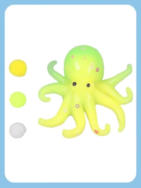 Резиновая игрушка-кальмар Яркая сенсорная игрушка для снятия стресса Подарок для детей, Желто-зеленый