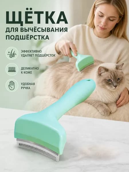 Инструмент для вычесывания шерсти, эргономичная ручка, дешеддер для подшерстка, товары для кошек, сезонная линька