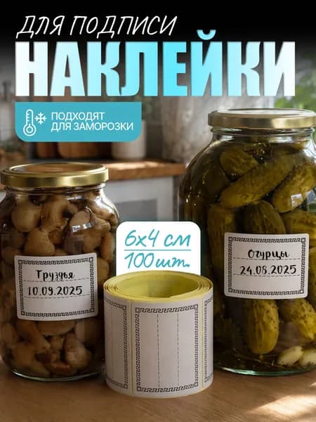 Наклейки на банки, этикетки для специй, круп и продуктов 100 шт 6х4 см