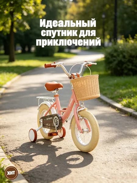 Детский велосипед 14 дюймов, 2 основных + 2 страховочных колеса, для мальчиков и девочек от 3 до 5 лет устойчивость и лёгкое обучение без страха падения