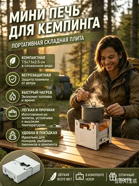 Подставка-горелка таганок "СЛЕДОПЫТ" для сухого горючего, разборная