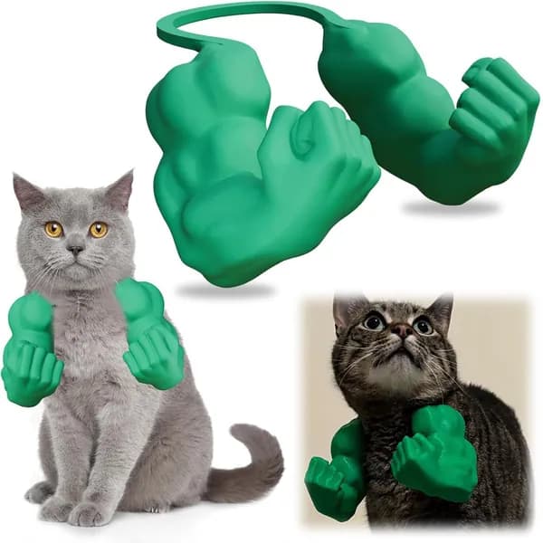 3D-печать: мышечная рука для кошек на шею, зелёного цвета