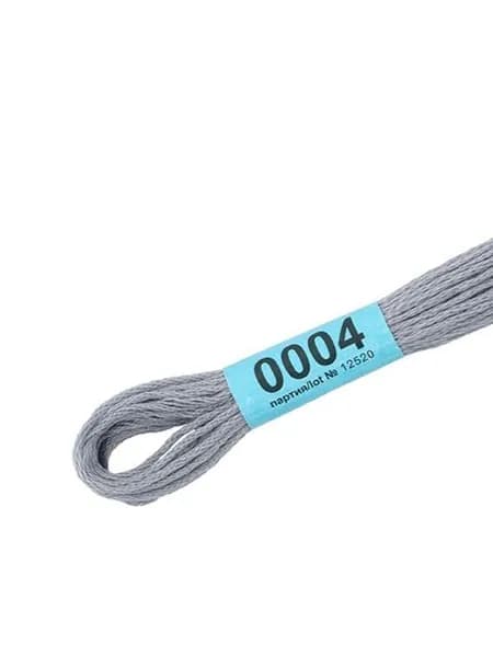 Мулине 100% хлопок, 4 шт - цвет 0004 св. серый