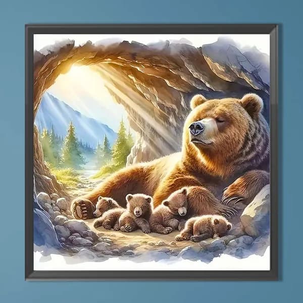 Диамантная картина Медведь , 5D, 40 40 см, резиновые стразы