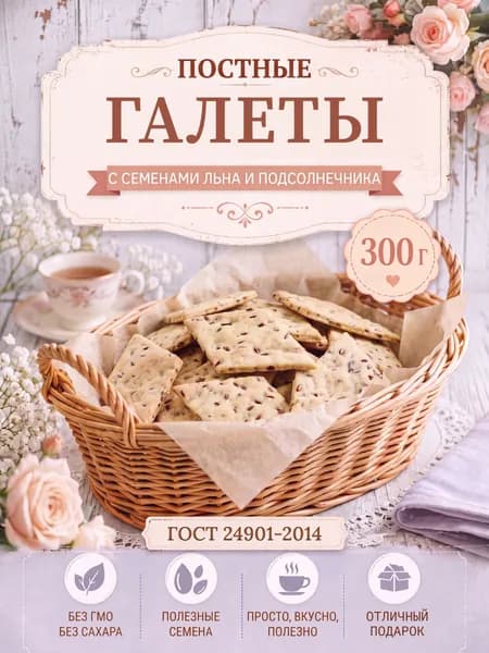 Печенье "Галеты постные с семенами", 300 г