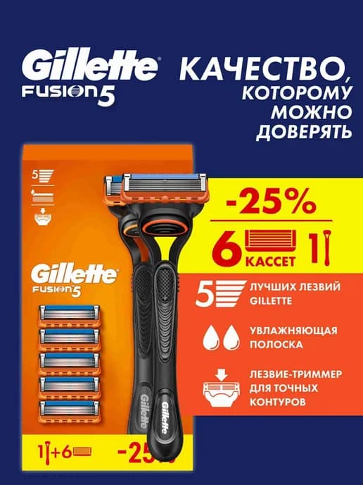 Мужская бритва Gillette Fusion5 с 5 лезвиями и триммером
