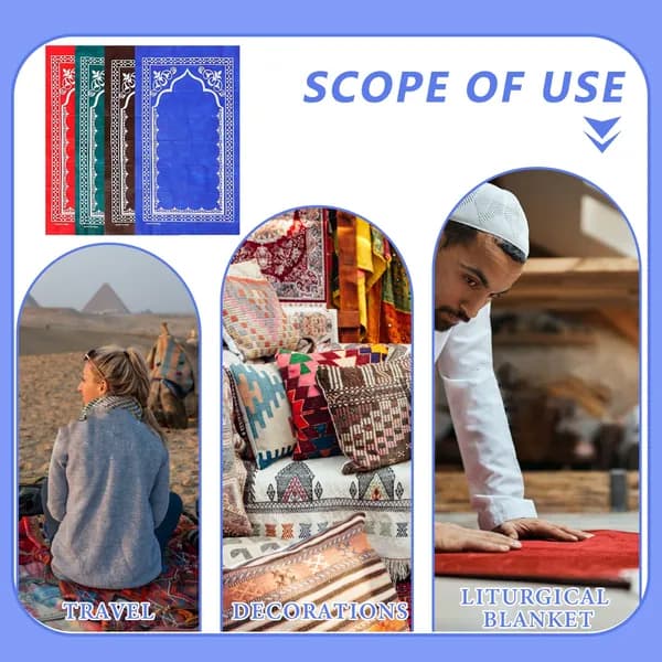 Набор из 4 полиэстеровых молитвенных ковриков для ислама, переносные для дома и праздничных мероприятий