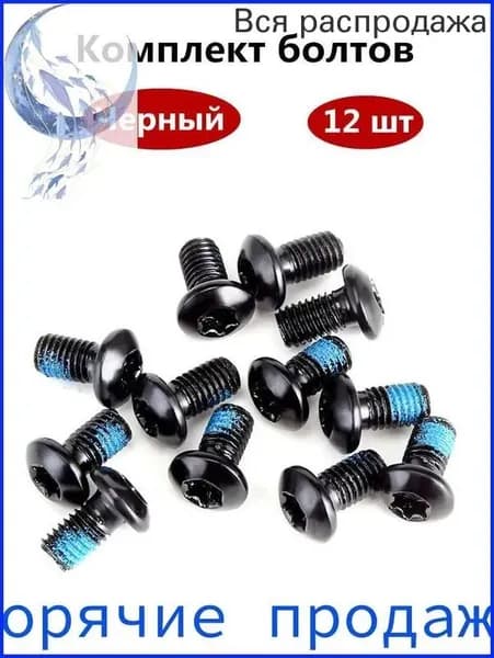 Комплект болтов 12 шт. для крепления тормозного диска цвет Oil slick, M5x9, Черный