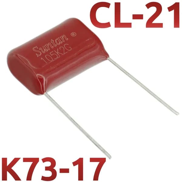 1мкФ 400В CL21 / К73-17 / Шаг 20мм / Конденсатор пленочный (5шт)