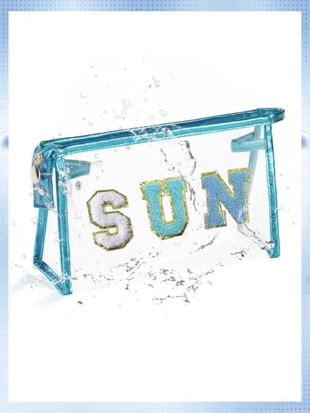 Прозрачная косметичка с вышивкой "SUN", с большой вместимостью и водонепроницаемым корпусом / PVC для путешествий