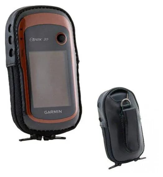Garmin eTrex 10, 20, 22, 30, 32 чехол натуральная кожа, зажим с окном под зарядку (02-115)