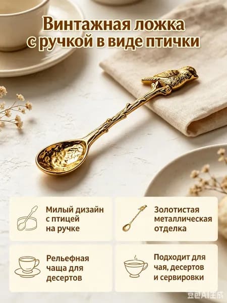 Ложка столовая 1 предм. прозрачный, золотой