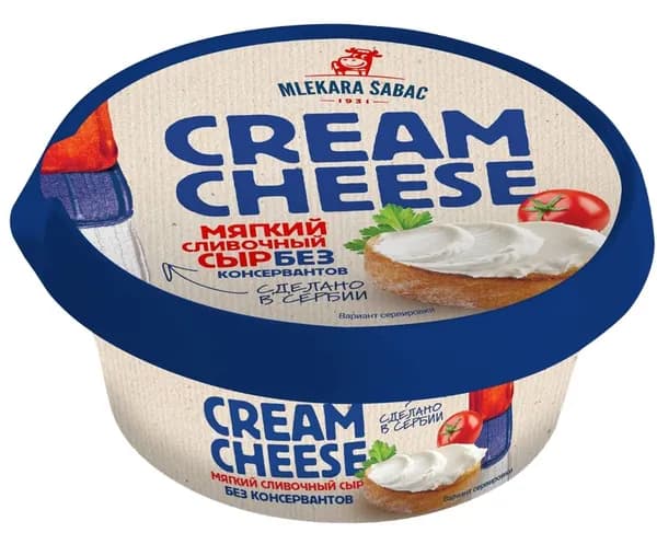 Сыр мягкий MLEKARA SABAC Сливочный Cream Cheese 60%, без змж, 100г - 5 шт.