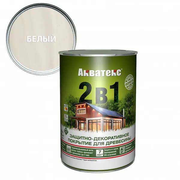 Защитно-декоративное покрытие для древесины Акватекс 0,8 л белый
