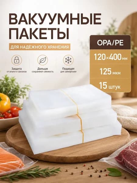 Вакуумные пакеты 120х400мм 125 мкм OPA/PE 15штук
