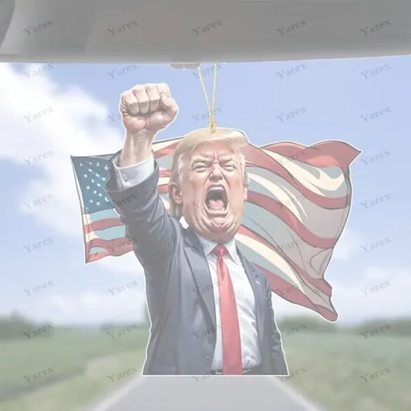 Акриловый кулон-брелок с изображением Трампа для ключей и авто