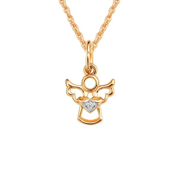 Подвеска на шею с фианитом из красного золота 375 пробы 585GOLD