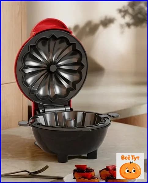 Вафельница MYXHA 900 Вт, красный