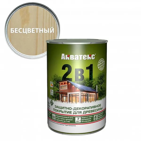 Защитно-декоративное покрытие для древесины Акватекс 0,8 л бесцветный