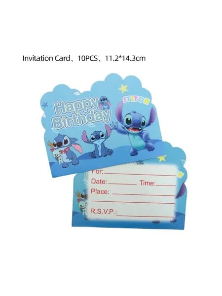 набор для вечеринки stitch party supplies одноразовые украшения для детского дня рождения, 10 пригласительных карточек