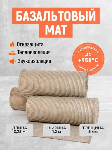 Базальтовая вата огнеупорная для дымохода! Негорючий материал для труб!