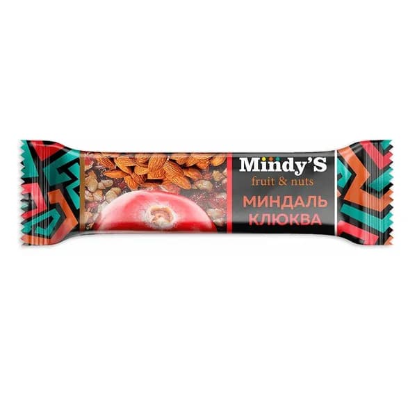 30 шт Батончик ореховый с фруктами "Миндаль-Клюква". Mindy's 0,035 кг.