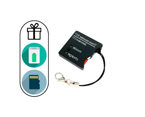 Профессиональный цифровой микро диктофон Сорока-17-MicroSD + ПОДАРКИ (Powerbank 10000 mAh + microSD 32Gb) - диктофон для записи лекций портативный