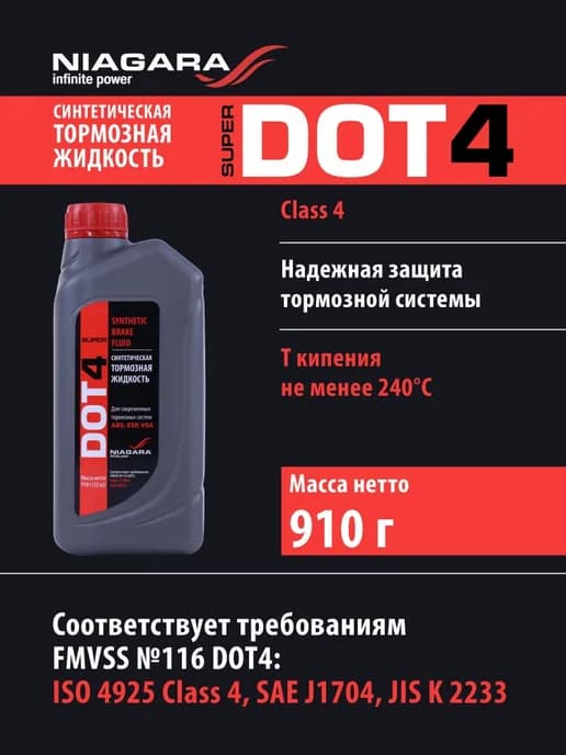 Жидкость тормозная "Ниагара" Супер ДОТ-4 910 гр