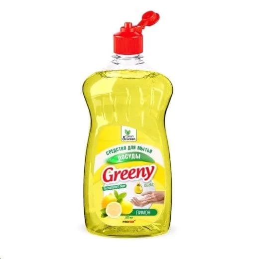 Средство для мытья посуды 500мл "Greeny" лимон "Clean&Green"
