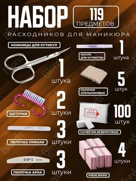Маникюрный набор расходников с ножницами для кутикулы