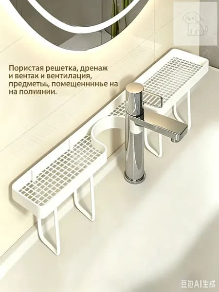Органайзер для ванной на кран, сетчатая, белый/черный
