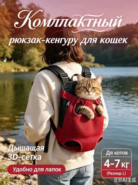 Рюкзак-переноска для кошек и мелких собак, до 7 кг-дышащий рюкзак-кенгуру, для путешествий и прогулок с животными.