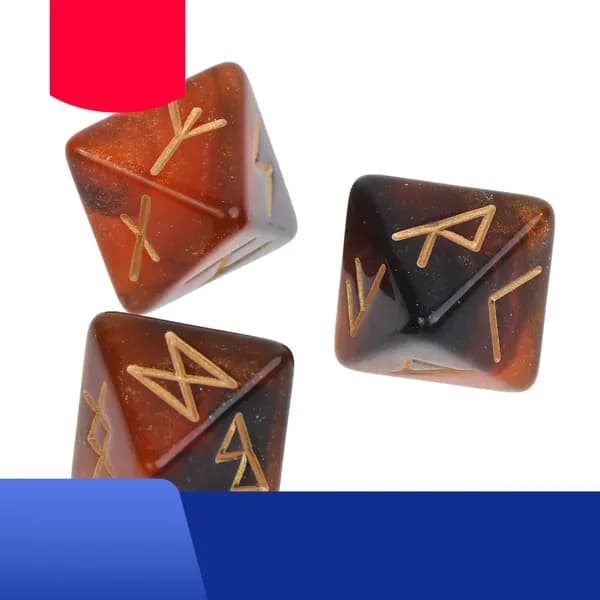 (3шт) Восьмигранные игральные кости с рунами-Звездное небо, Черное золото