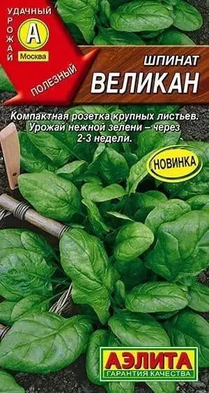 Шпинат "Великан" семена Аэлита для дома, балкона, подоконника и огорода, 3 гр