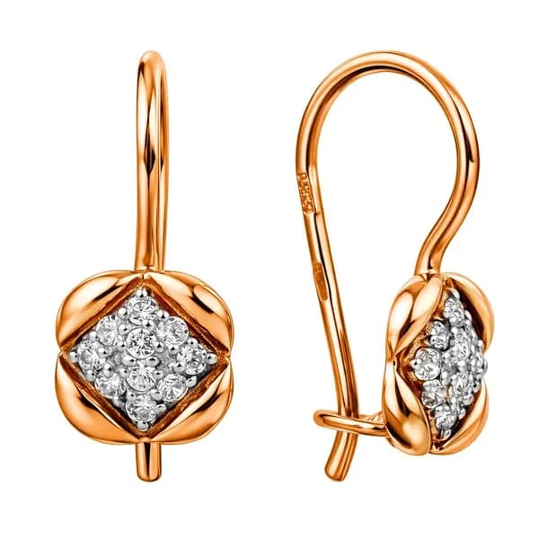 Серьги детские с фианитами из красного золота 375 пробы 585GOLD