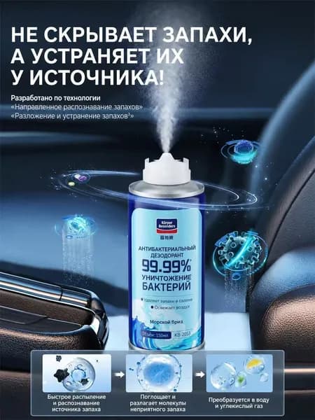Очиститель воздуха автомобильный, арт. Очиститель воздуха для автомобиля с ароматом летнего океана, 150 мл, антибактериальный спрей для устранения запахов