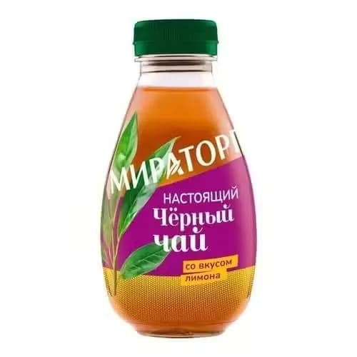 Холодный чай Мираторг чёрный с лимоном 370 мл