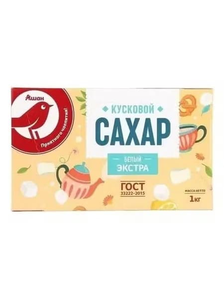 Сахар АШАН Красная птица белый кусковой 1 кг