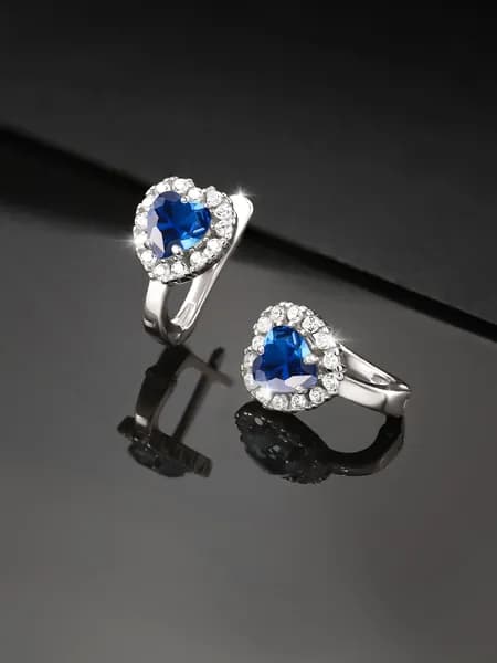 Детские серьги сердечки с фианитами серебро 925